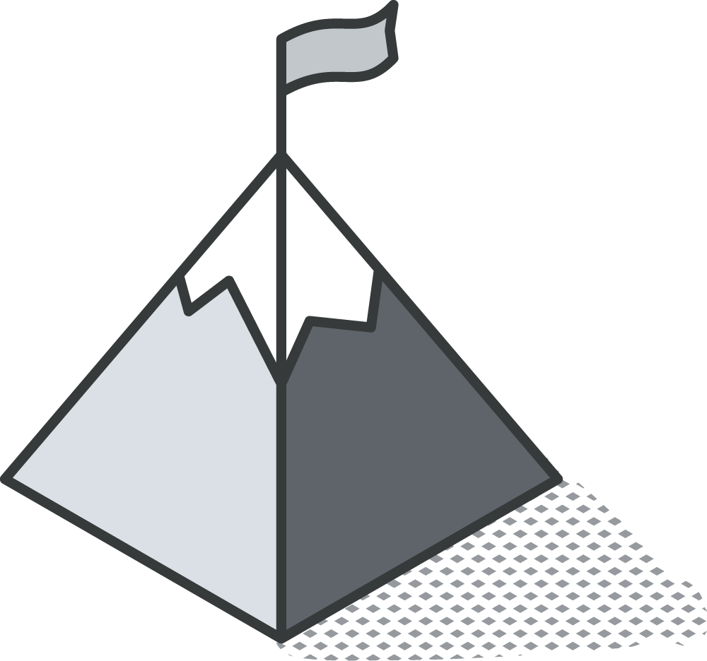 A mountain with a flag on top